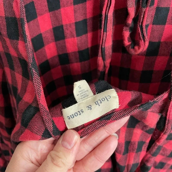 Cloth and stone black red plaid dress size  small - Picture 7 of 12